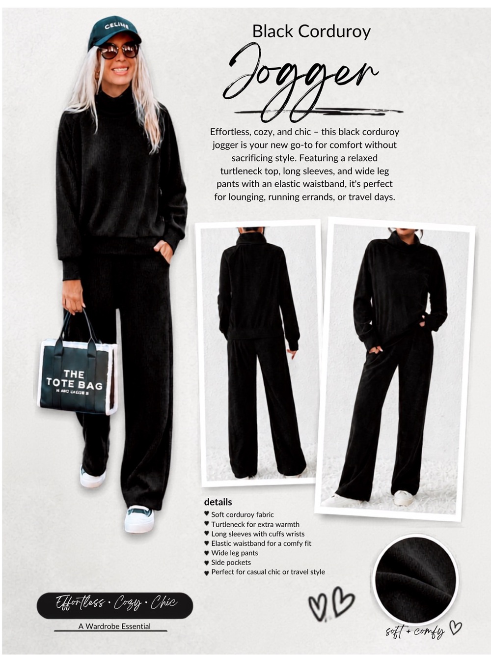 CELINE Black Corduroy Jogger Pants - Wide Leg Track Pants